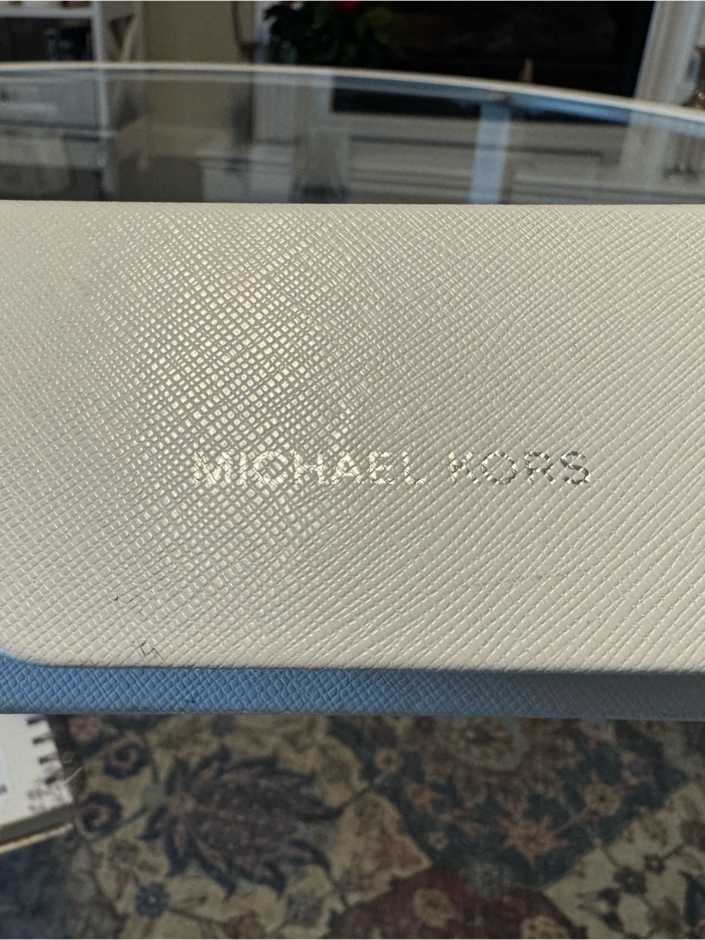 Michael Kors Cream Saffiano Leather Case with Gold Logo